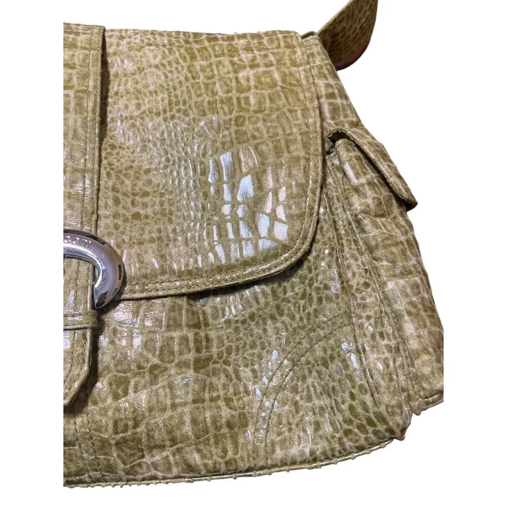 Kalencom Green Crocodile Pattern Diaper Bag Bottle Holder Wet Bag Adj Strap NWT